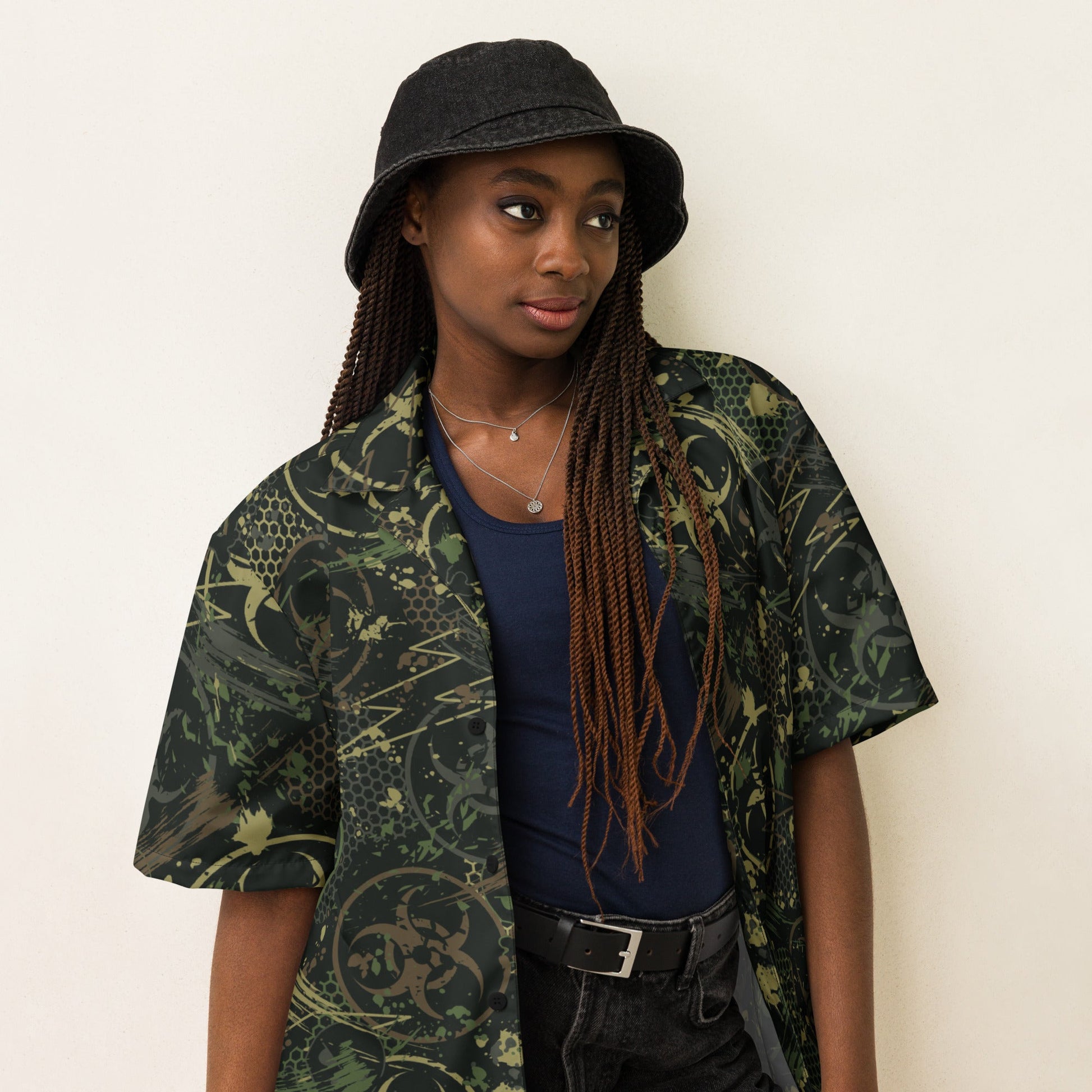 Biohazard Wasteland CAMO Unisex button shirt - Button Shirts