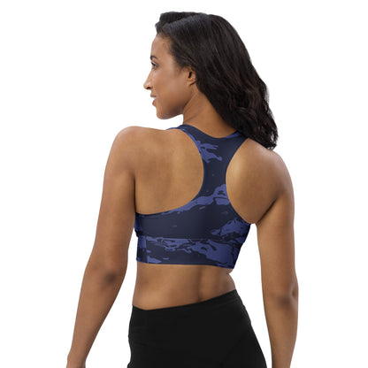 Black OPS Blue Tiger Stripe CAMO Longline sports bra - Womens Sports Bra