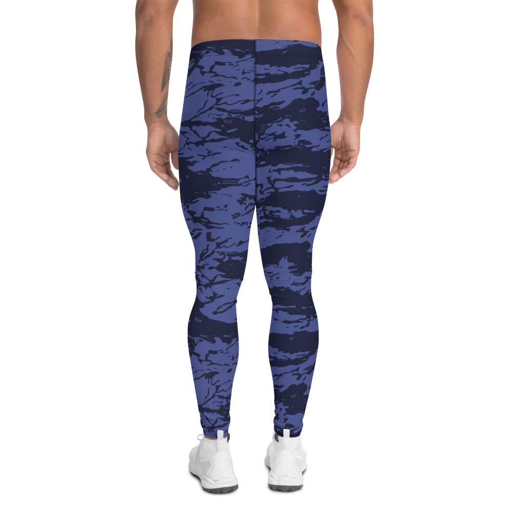 Black OPS Blue Tiger Stripe CAMO Men’s Leggings - Mens