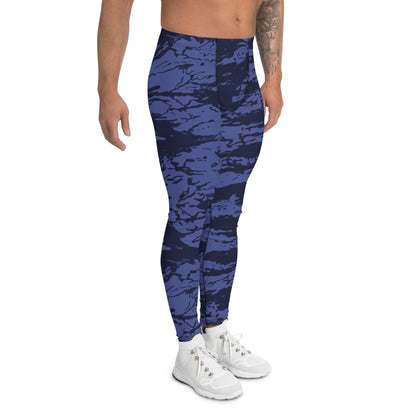 Black OPS Blue Tiger Stripe CAMO Men’s Leggings - Mens