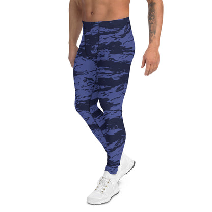 Black OPS Blue Tiger Stripe CAMO Men’s Leggings - Mens