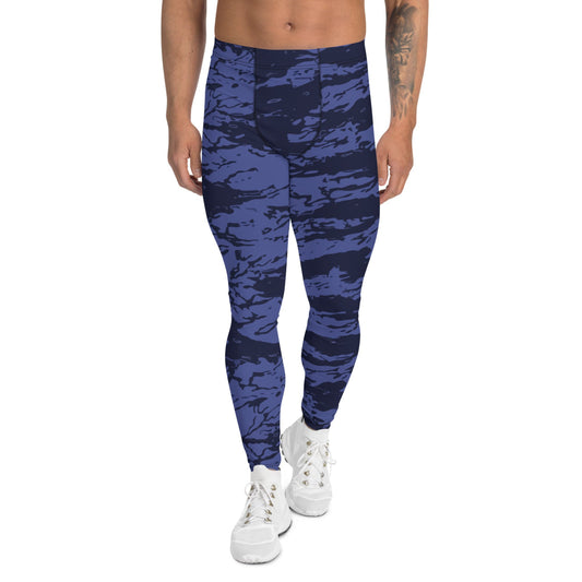 Black OPS Blue Tiger Stripe CAMO Men’s Leggings - XS - Mens