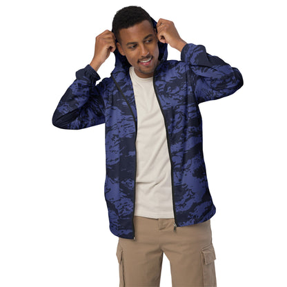 Black OPS Blue Tiger Stripe CAMO Men’s windbreaker - Mens Windbreaker