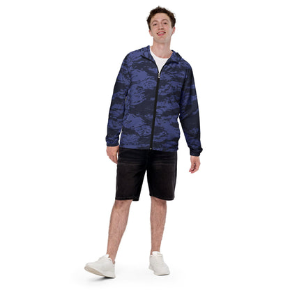 Black OPS Blue Tiger Stripe CAMO Men’s windbreaker - Mens Windbreaker