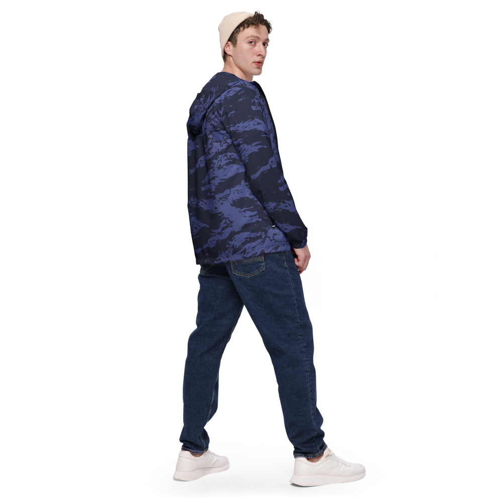 Black OPS Blue Tiger Stripe CAMO Men’s windbreaker - Mens Windbreaker