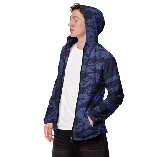 Black OPS Blue Tiger Stripe CAMO Men’s windbreaker - XS - Mens Windbreaker