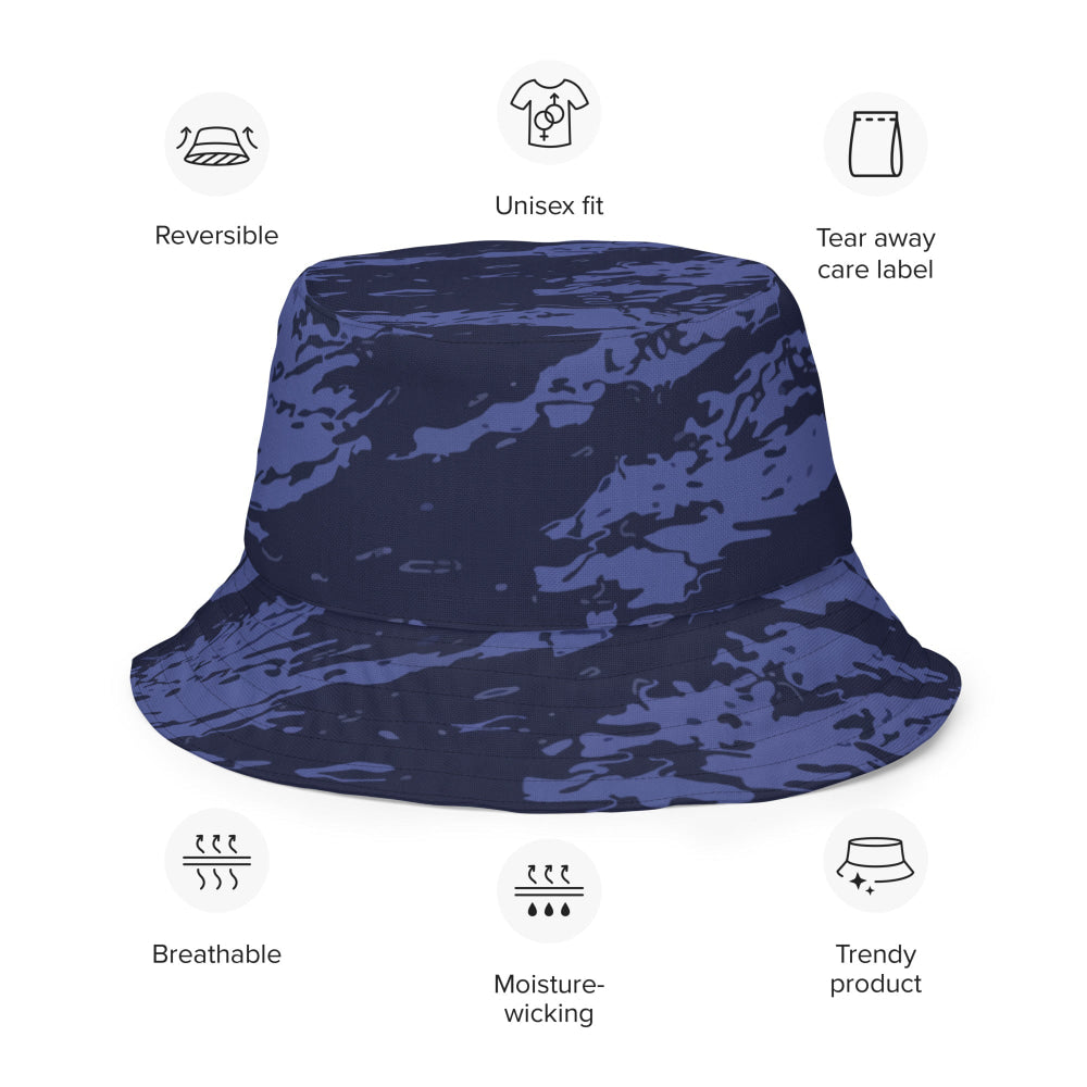 Black OPS Blue Tiger Stripe CAMO Reversible bucket hat - Bucket Hat