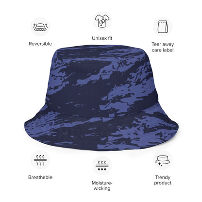 Black OPS Blue Tiger Stripe CAMO Reversible bucket hat - Bucket Hat