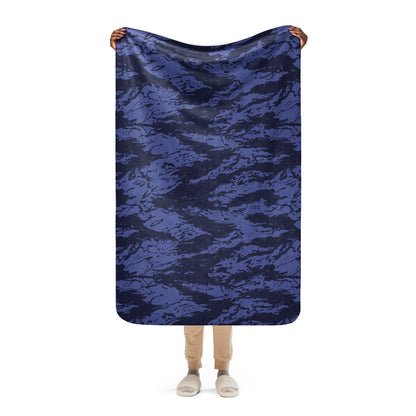 Black OPS Blue Tiger Stripe CAMO Sherpa blanket - 37″×57″ - Blanket