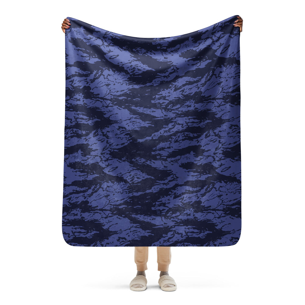 Black OPS Blue Tiger Stripe CAMO Sherpa blanket - 50″×60″ - Blanket