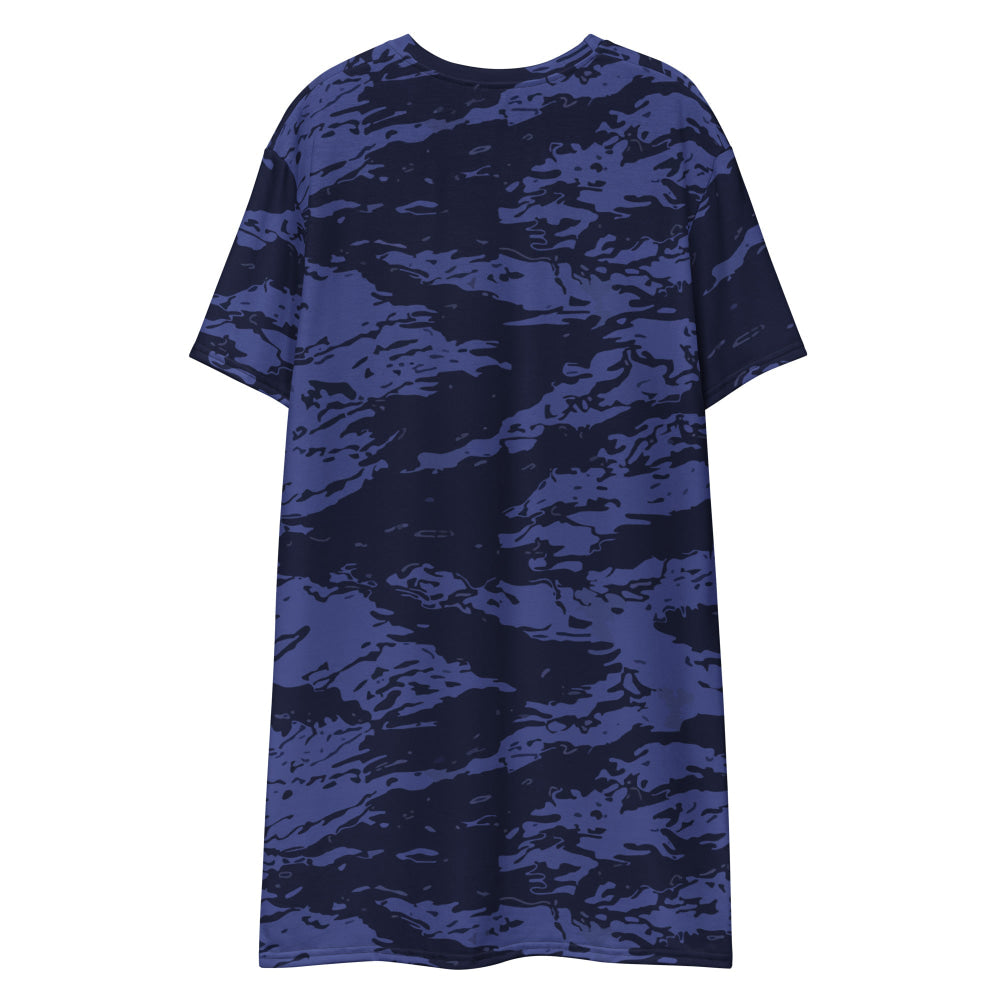 Black OPS Blue Tiger Stripe CAMO T-shirt dress - Womens T-Shirt Dress