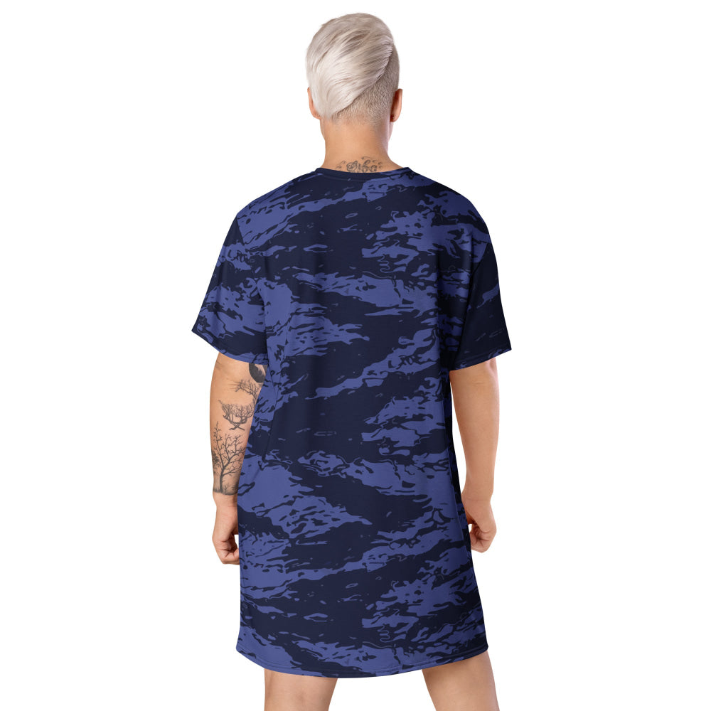 Black OPS Blue Tiger Stripe CAMO T-shirt dress - Womens T-Shirt Dress