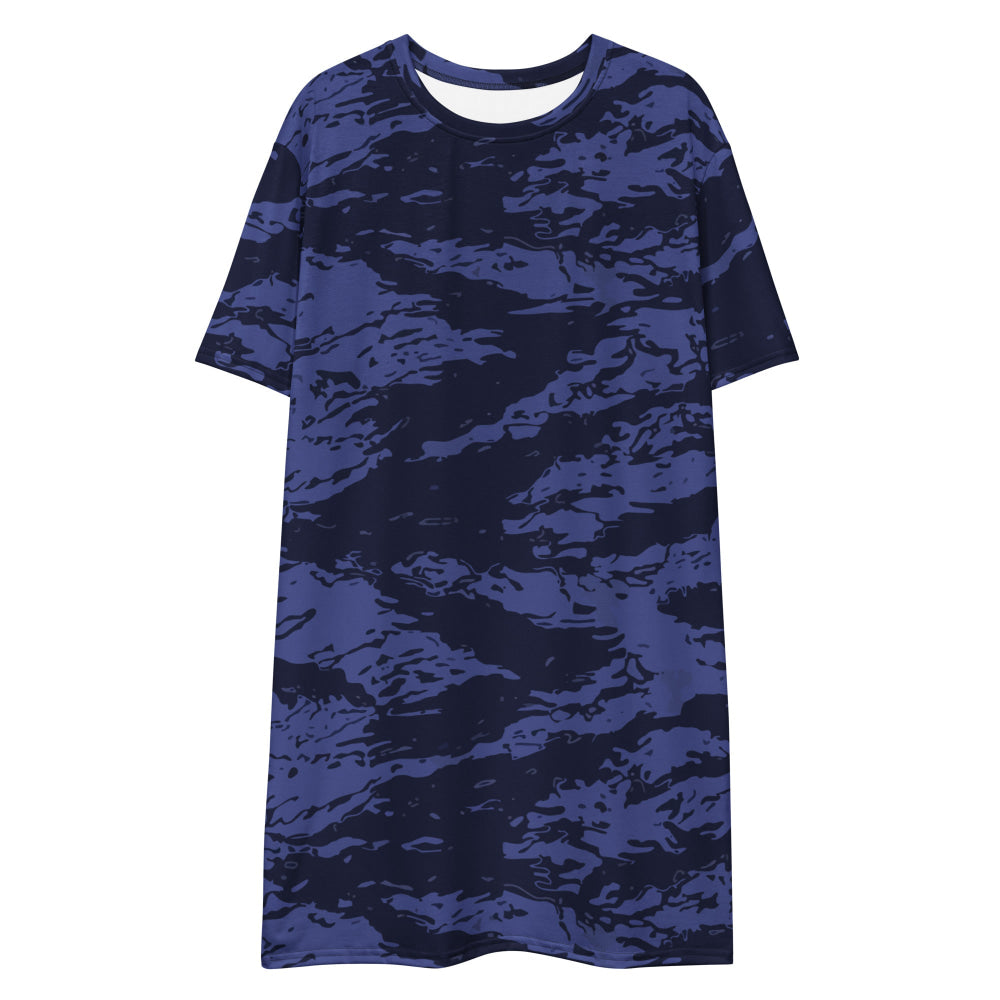 Black OPS Blue Tiger Stripe CAMO T-shirt dress - Womens T-Shirt Dress