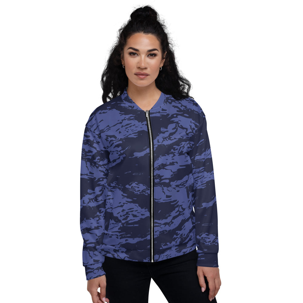 Black OPS Blue Tiger Stripe CAMO Unisex Bomber Jacket