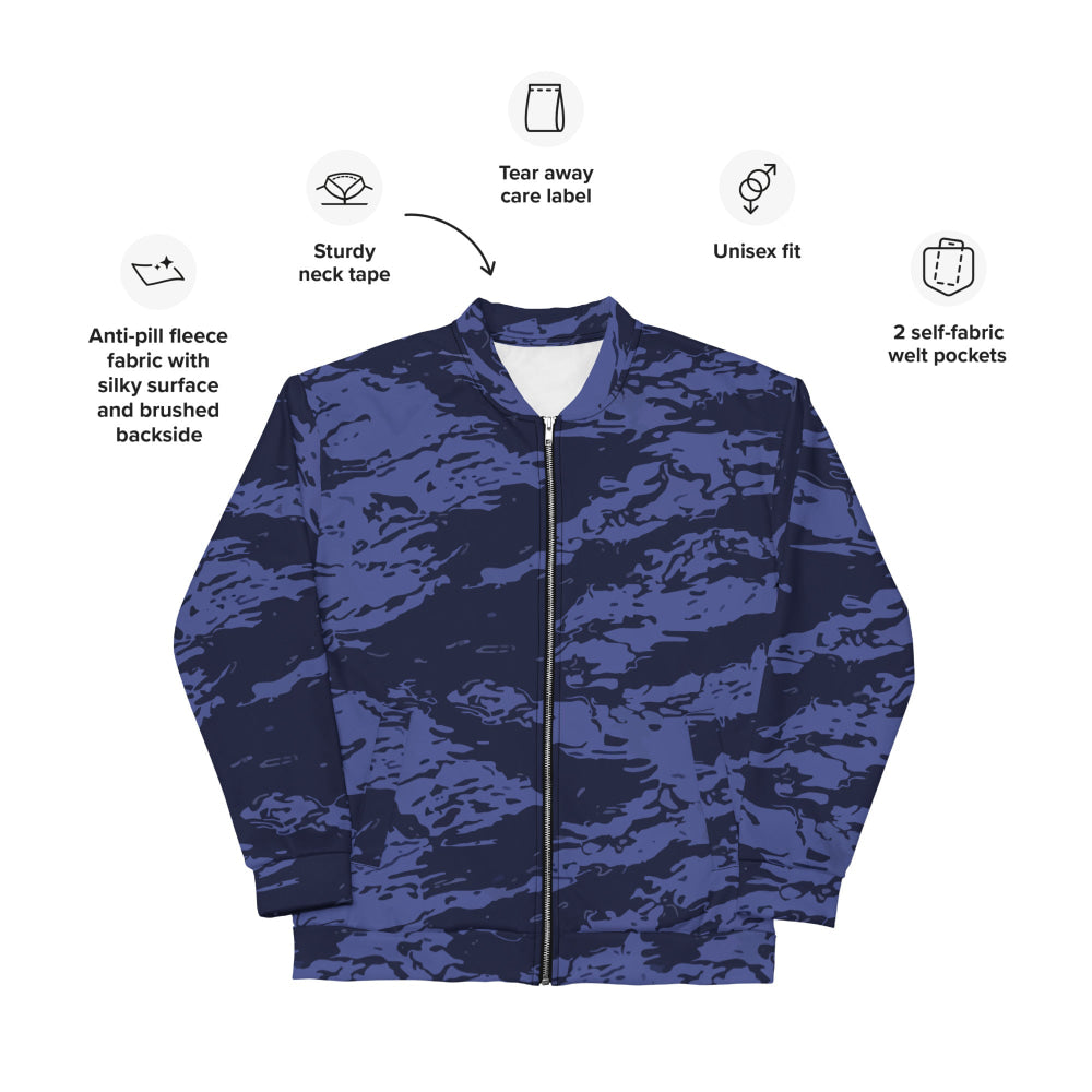 Black OPS Blue Tiger Stripe CAMO Unisex Bomber Jacket