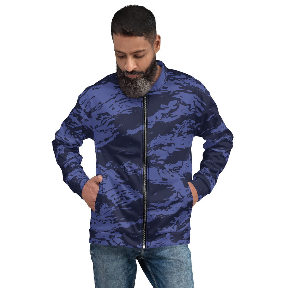 Black OPS Blue Tiger Stripe CAMO Unisex Bomber Jacket