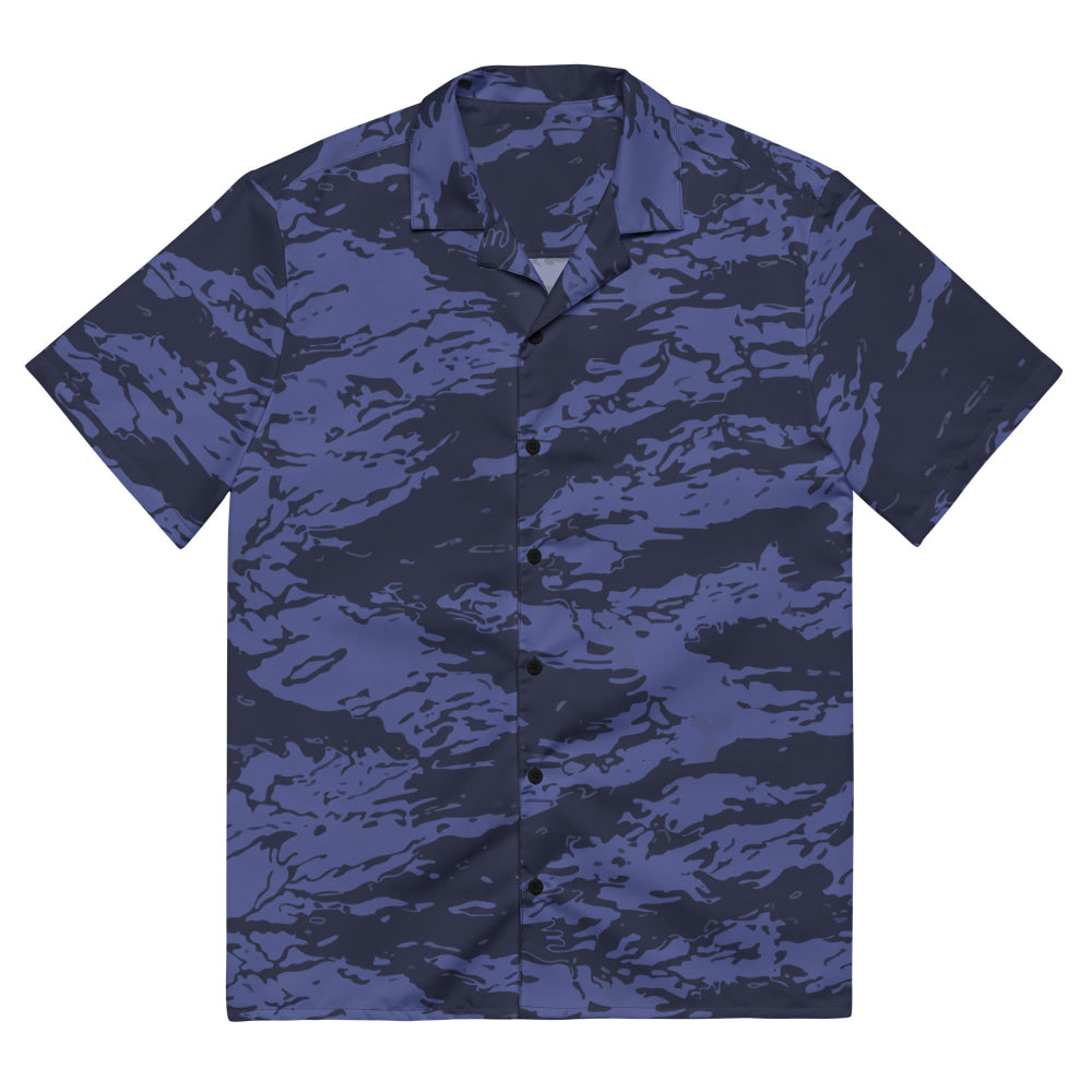 Black OPS Blue Tiger Stripe CAMO Unisex button shirt - 2XS - Button Shirt