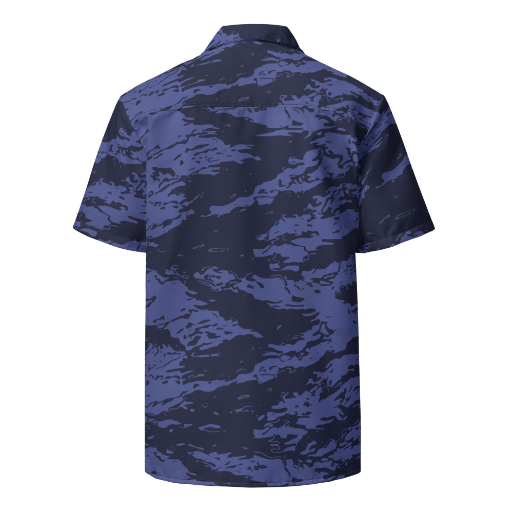 Black OPS Blue Tiger Stripe CAMO Unisex button shirt - Button Shirt