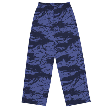 Black OPS Blue Tiger Stripe CAMO unisex wide-leg pants - Unisex Wide-Leg Pants