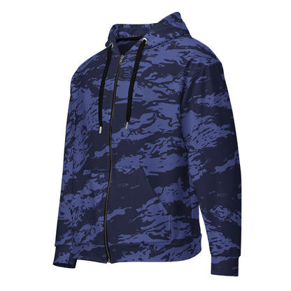 Black OPS Blue Tiger Stripe CAMO Unisex zip hoodie - 2XS - Zip Hoodie