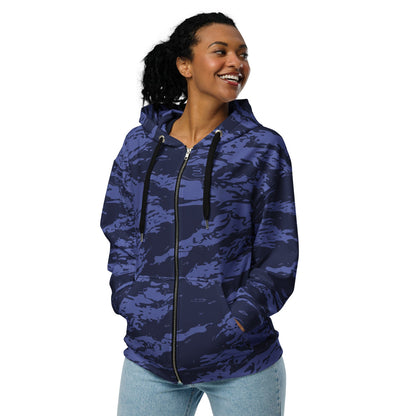 Black OPS Blue Tiger Stripe CAMO Unisex zip hoodie - Zip Hoodie