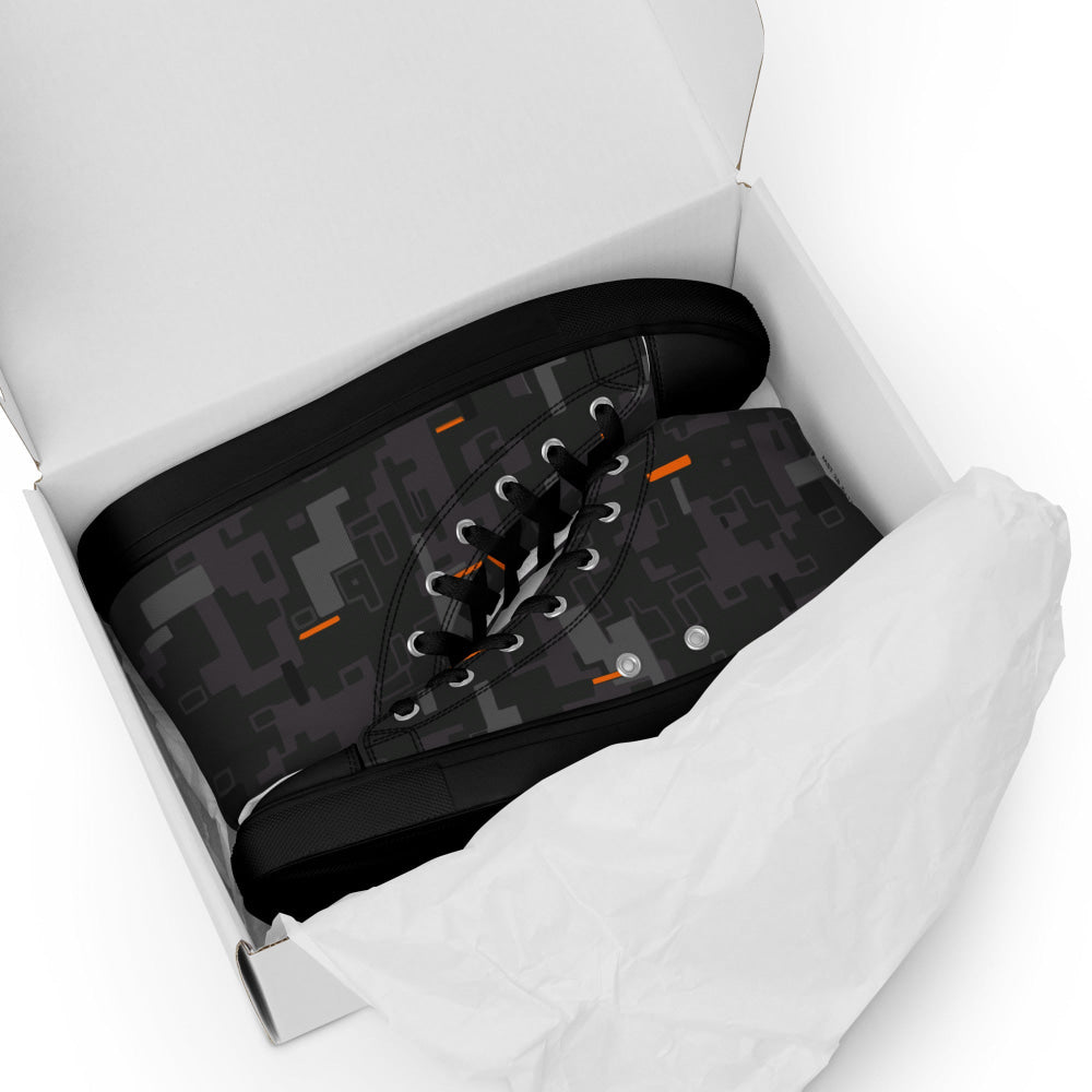 Black OPS Collectors Edition (CE) Digital CAMO Men’s high top canvas shoes - Mens High Top Canvas Shoes