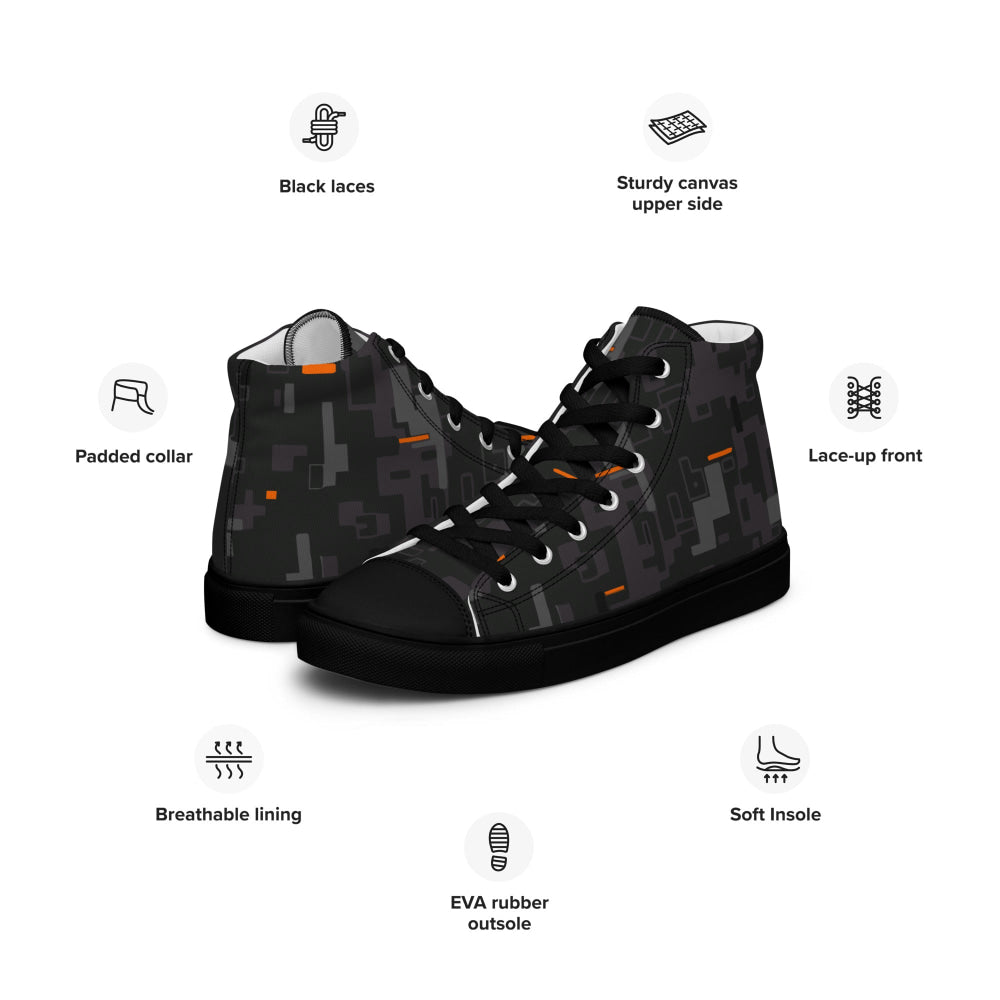 Black OPS Collectors Edition (CE) Digital CAMO Men’s high top canvas shoes - Mens High Top Canvas Shoes