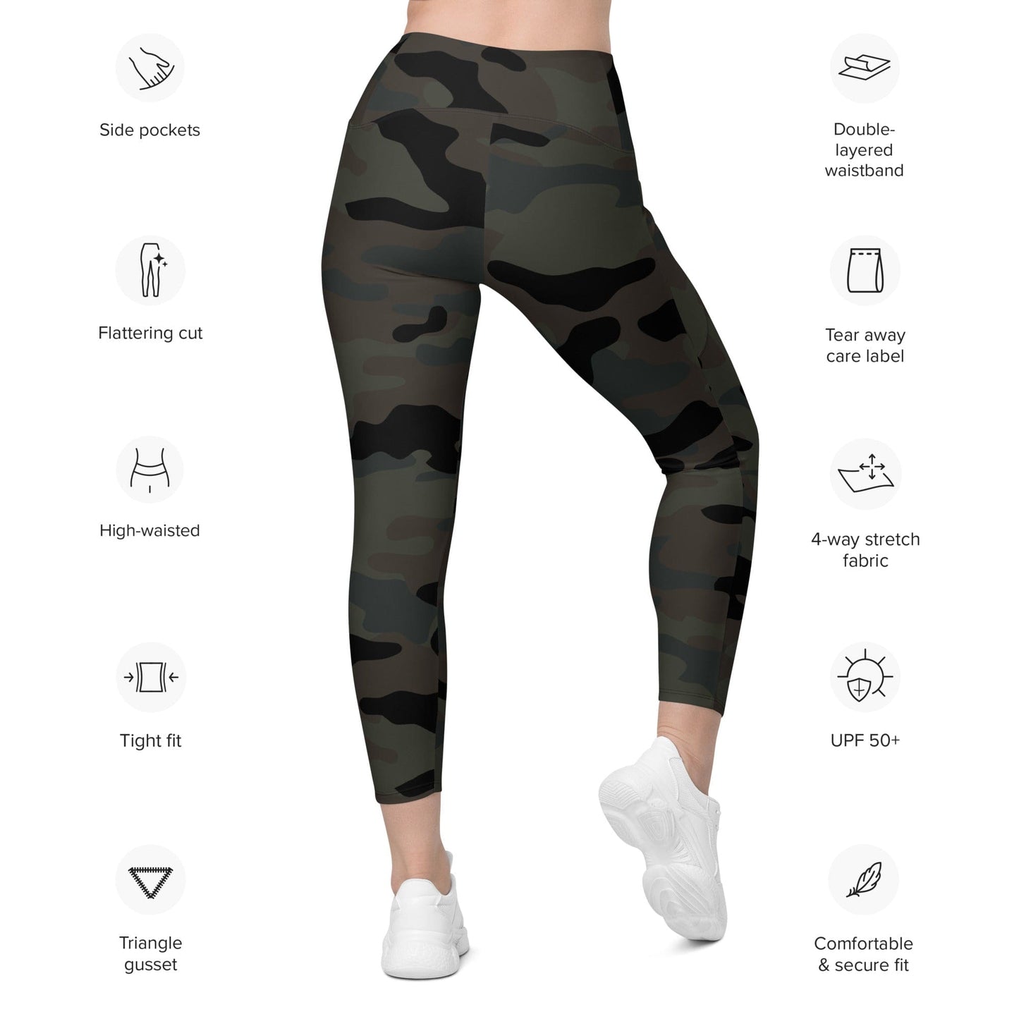 Black OPS Covert CAMO Leggings with pockets - Womens With Pockets