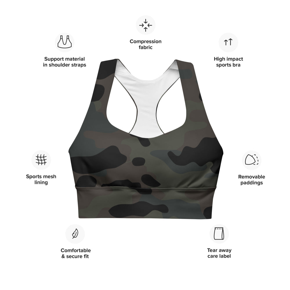 Black OPS Covert CAMO Longline sports bra - Womens Sports Bra