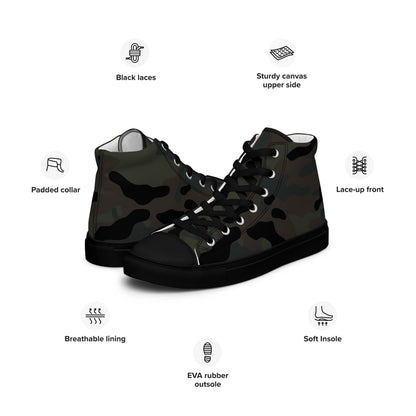 Black OPS Covert CAMO Mens high top canvas shoes - High Top Canvas Shoes