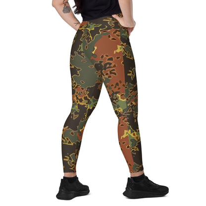 Black OPS Flecktarn Fractal Autumn CAMO Leggings with pockets - 2XS - Womens With Pockets