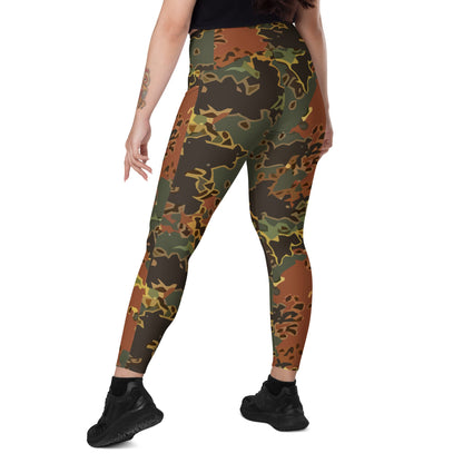 Black OPS Flecktarn Fractal Autumn CAMO Leggings with pockets - Womens With Pockets