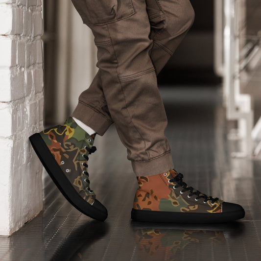 Black OPS Flecktarn Fractal Autumn CAMO Men’s high top canvas shoes - 5 - Mens High Top Canvas Shoes