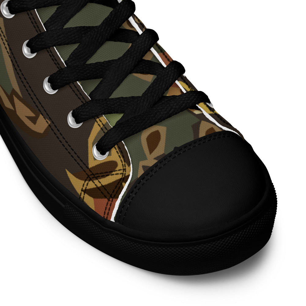 Black OPS Flecktarn Fractal Autumn CAMO Men’s high top canvas shoes - Mens High Top Canvas Shoes