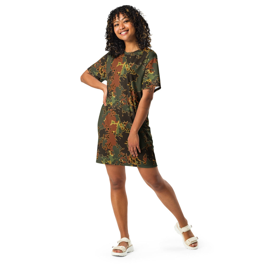 Black OPS Flecktarn Fractal Autumn CAMO T-shirt dress - Womens T-Shirt Dress