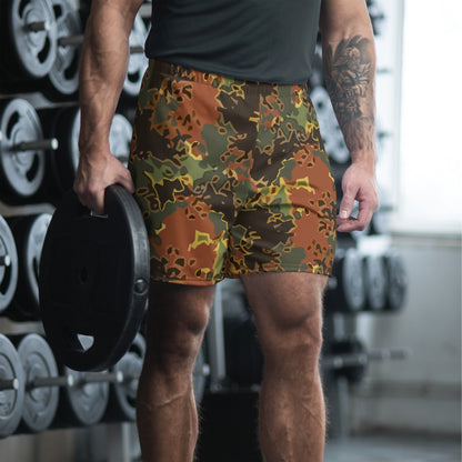 Black OPS Flecktarn Fractal Autumn CAMO Unisex Athletic Long Shorts - 2XS