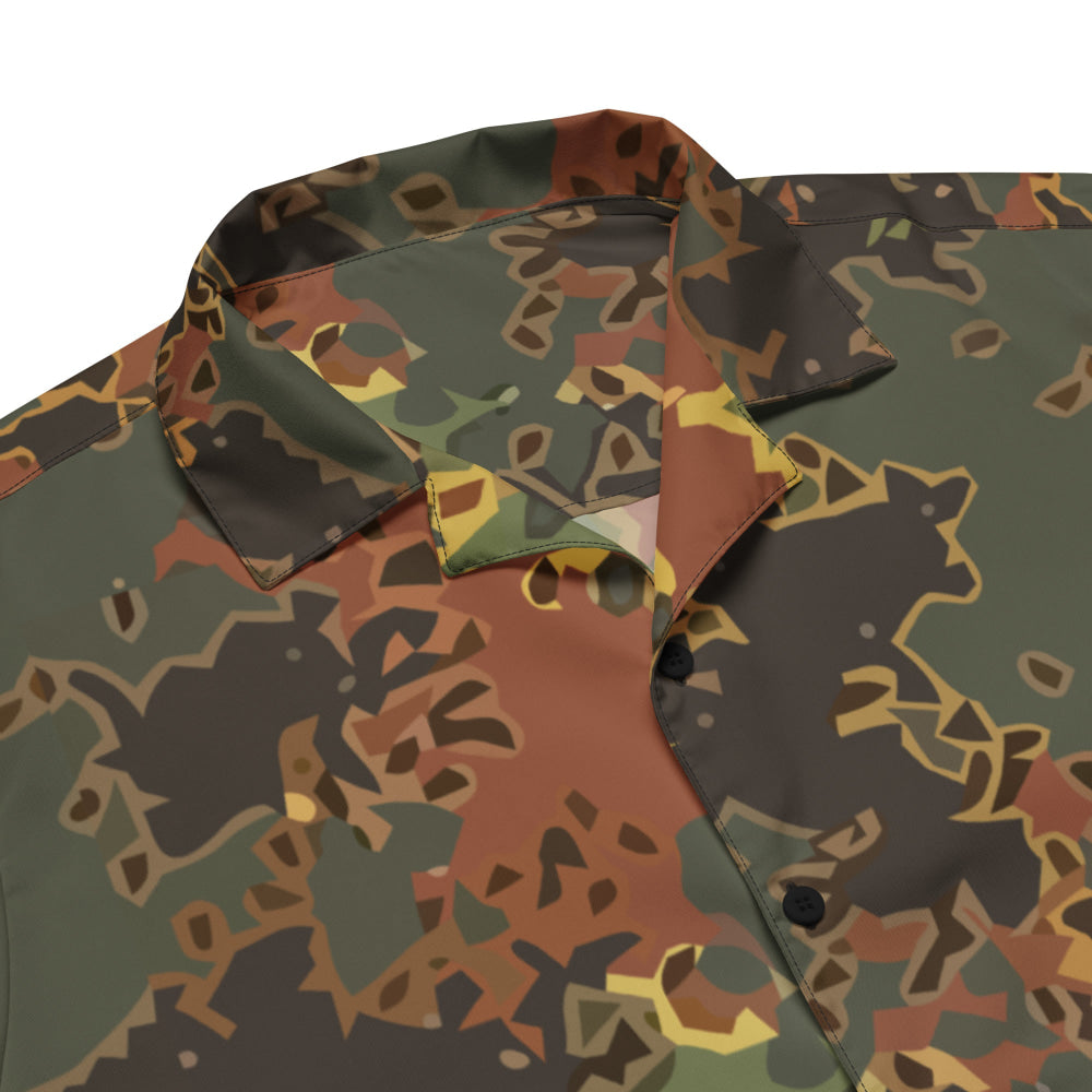 Black OPS Flecktarn Fractal Autumn CAMO Unisex button shirt - Button Shirt