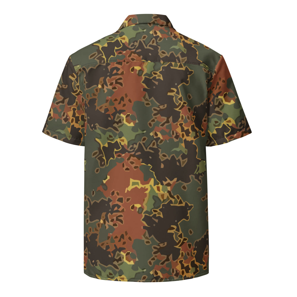 Black OPS Flecktarn Fractal Autumn CAMO Unisex button shirt - Button Shirt