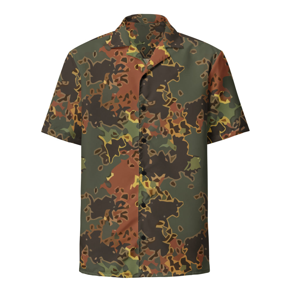 Black OPS Flecktarn Fractal Autumn CAMO Unisex button shirt - Button Shirt