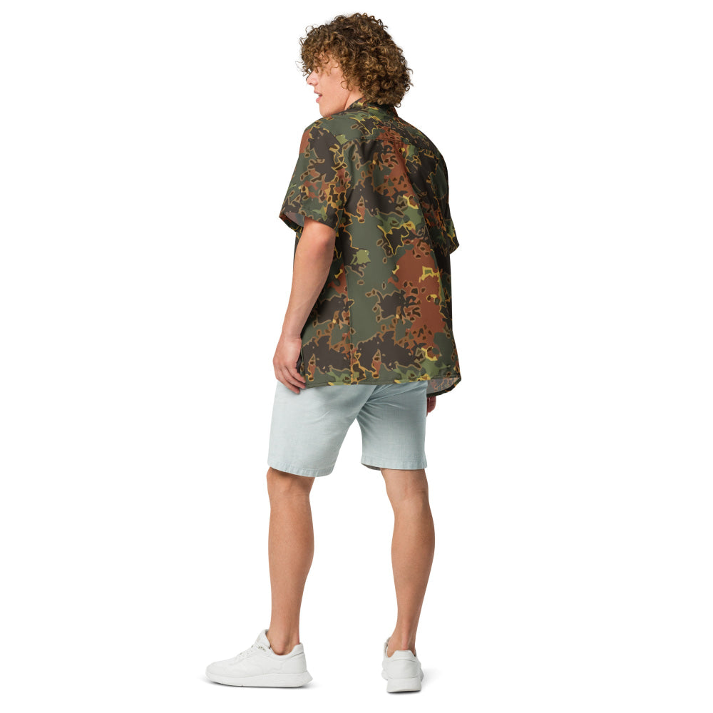 Black OPS Flecktarn Fractal Autumn CAMO Unisex button shirt - Button Shirt