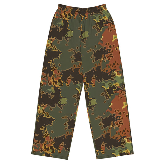 Black OPS Flecktarn Fractal Autumn CAMO unisex wide-leg pants - 2XS - Unisex Wide-Leg Pants