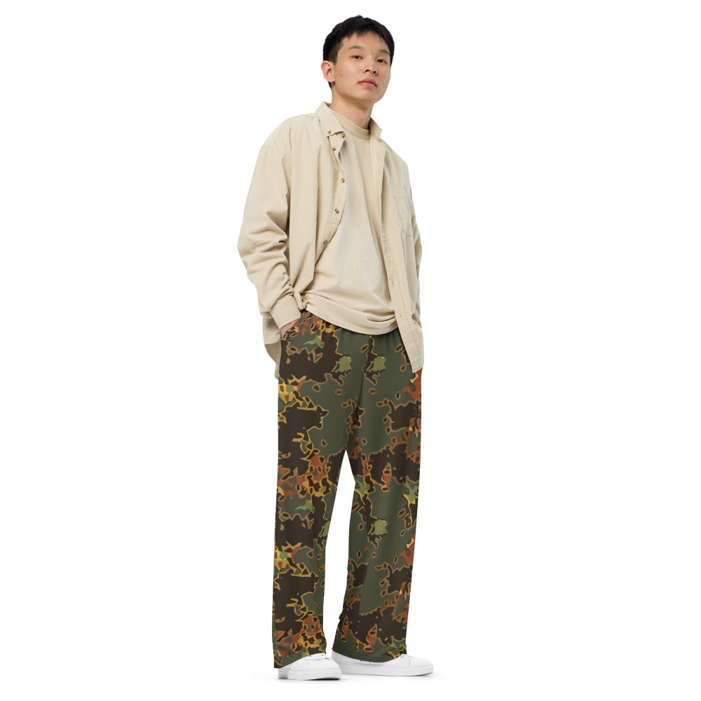 Black OPS Flecktarn Fractal Autumn CAMO unisex wide-leg pants - Unisex Wide-Leg Pants