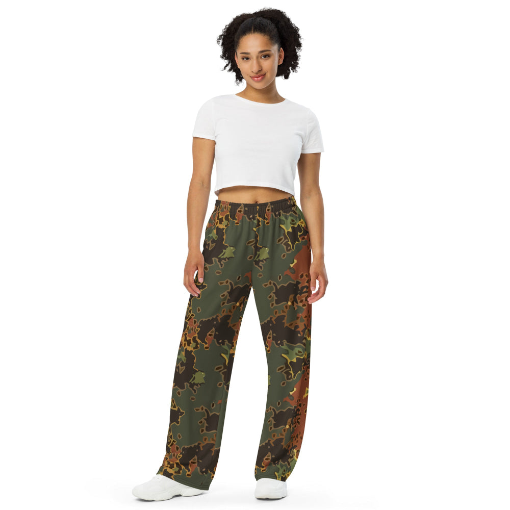 Black OPS Flecktarn Fractal Autumn CAMO unisex wide-leg pants - Unisex Wide-Leg Pants