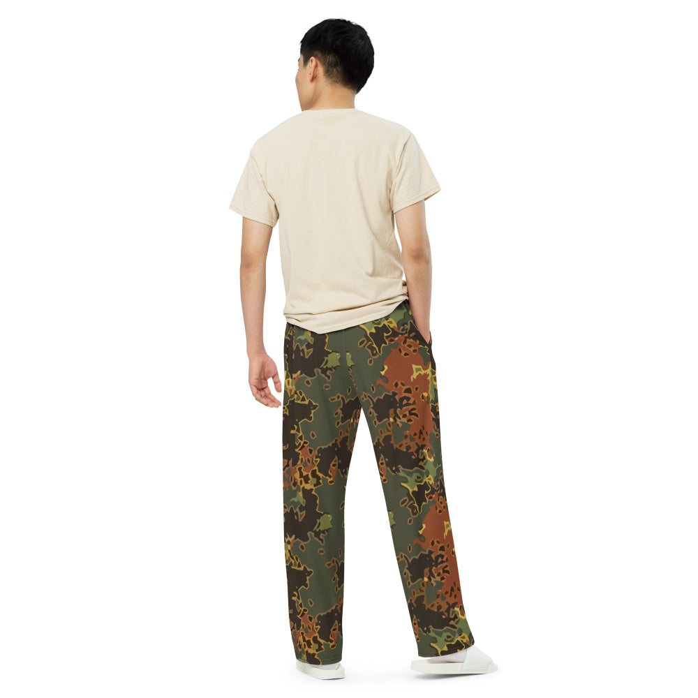 Black OPS Flecktarn Fractal Autumn CAMO unisex wide-leg pants - Unisex Wide-Leg Pants