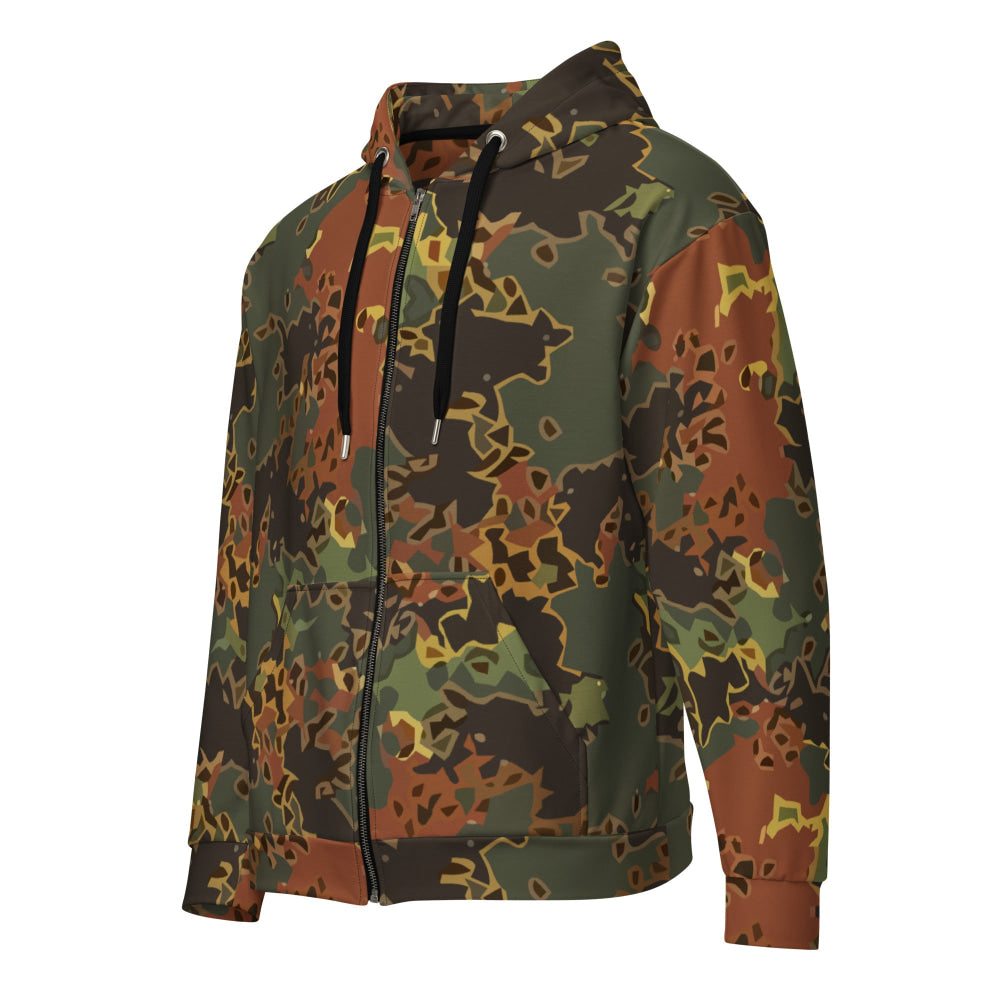 Black OPS Flecktarn Fractal Autumn CAMO Unisex zip hoodie - 2XS - Zip Hoodie