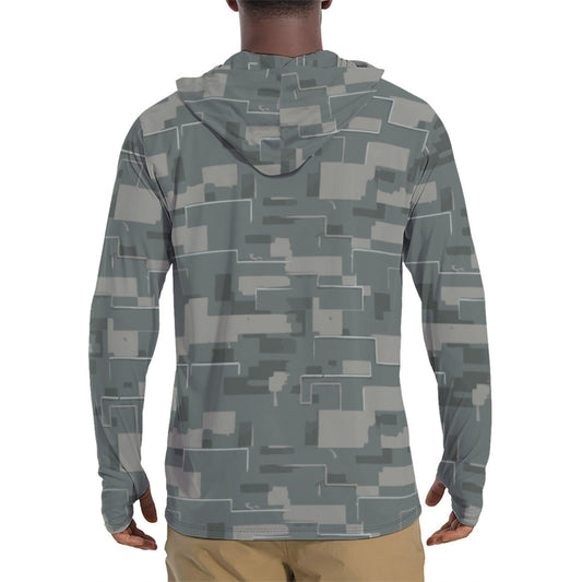 Black OPS Modern Warfare City Digital CAMO Mens Sunscreen Sports Hoodie With Thumb Holes