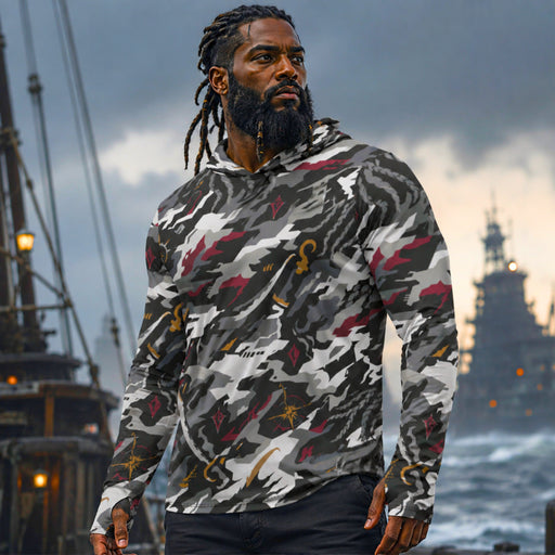 Blackwake Corsair CAMO Mens Sunscreen Sports Hoodie With Thumb Holes - S / White