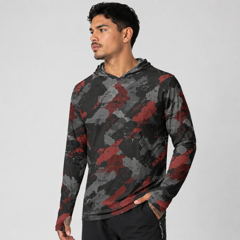 Blood Oath Vanguard CAMO Mens Sunscreen Sports Hoodie With Thumb Holes - S / White