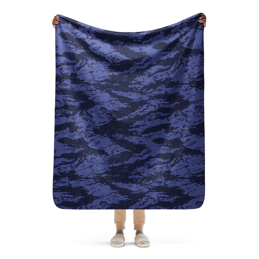 Blue Tiger Stripe CAMO Sherpa blanket - 50″×60″