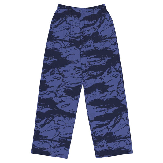 Blue Tiger Stripe CAMO unisex wide-leg pants - 2XS
